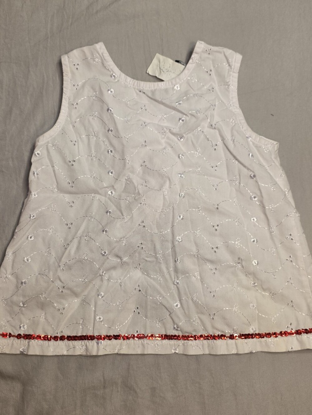 White Embroidered Drsess with Silver Stitching